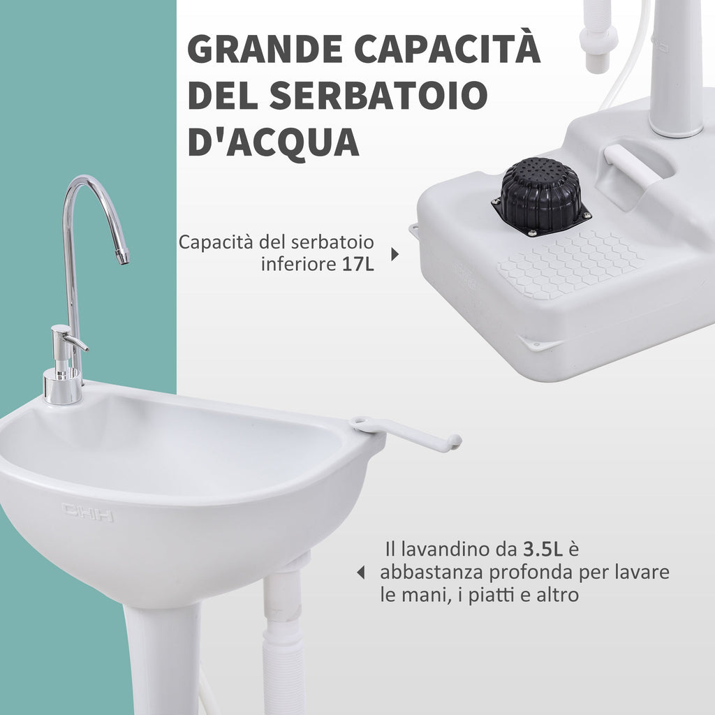 Easycomfort Lavabo Portatile da Campeggio with 2 Ruote, Serbatoio Acqua 17L e Serbatoio Sapone 2.5L, 51x33.5x103cm