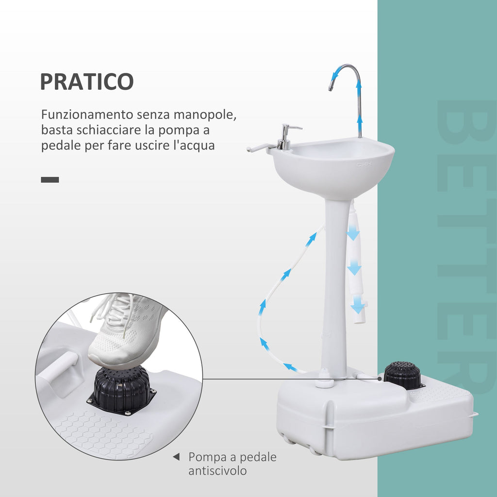 Easycomfort Lavabo Portatile da Campeggio with 2 Ruote, Serbatoio Acqua 17L e Serbatoio Sapone 2.5L, 51x33.5x103cm
