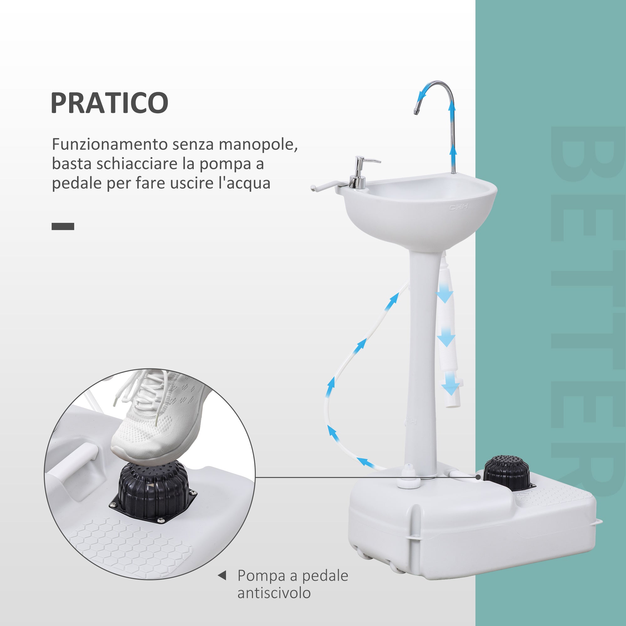 Easycomfort Lavabo Portatile da Campeggio with 2 Ruote, Serbatoio Acqua 17L e Serbatoio Sapone 2.5L, 51x33.5x103cm