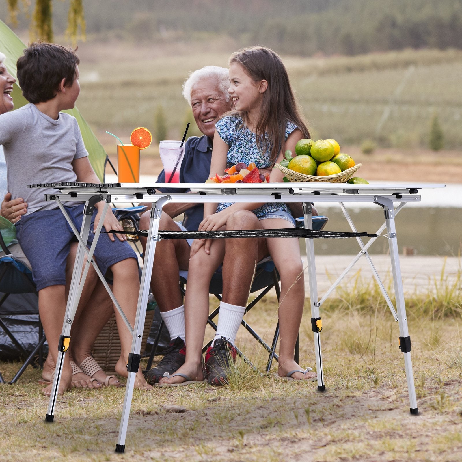 Easycomfort Tavolo da Campeggio Pieghevole Multifunzione in Alluminio with Custodia e Altezza Regolabile Sostiene fino 40 Kg