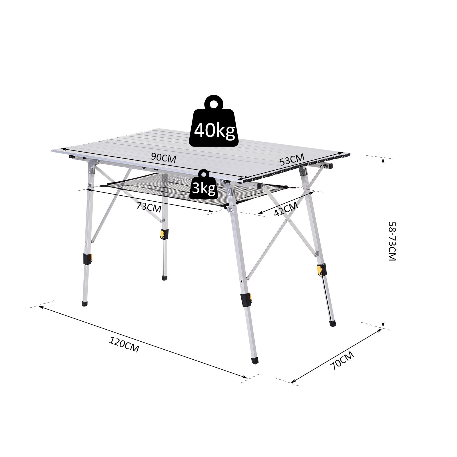 Easycomfort Tavolo da Campeggio Pieghevole Multifunzione in Alluminio with Custodia e Altezza Regolabile Sostiene fino 40 Kg