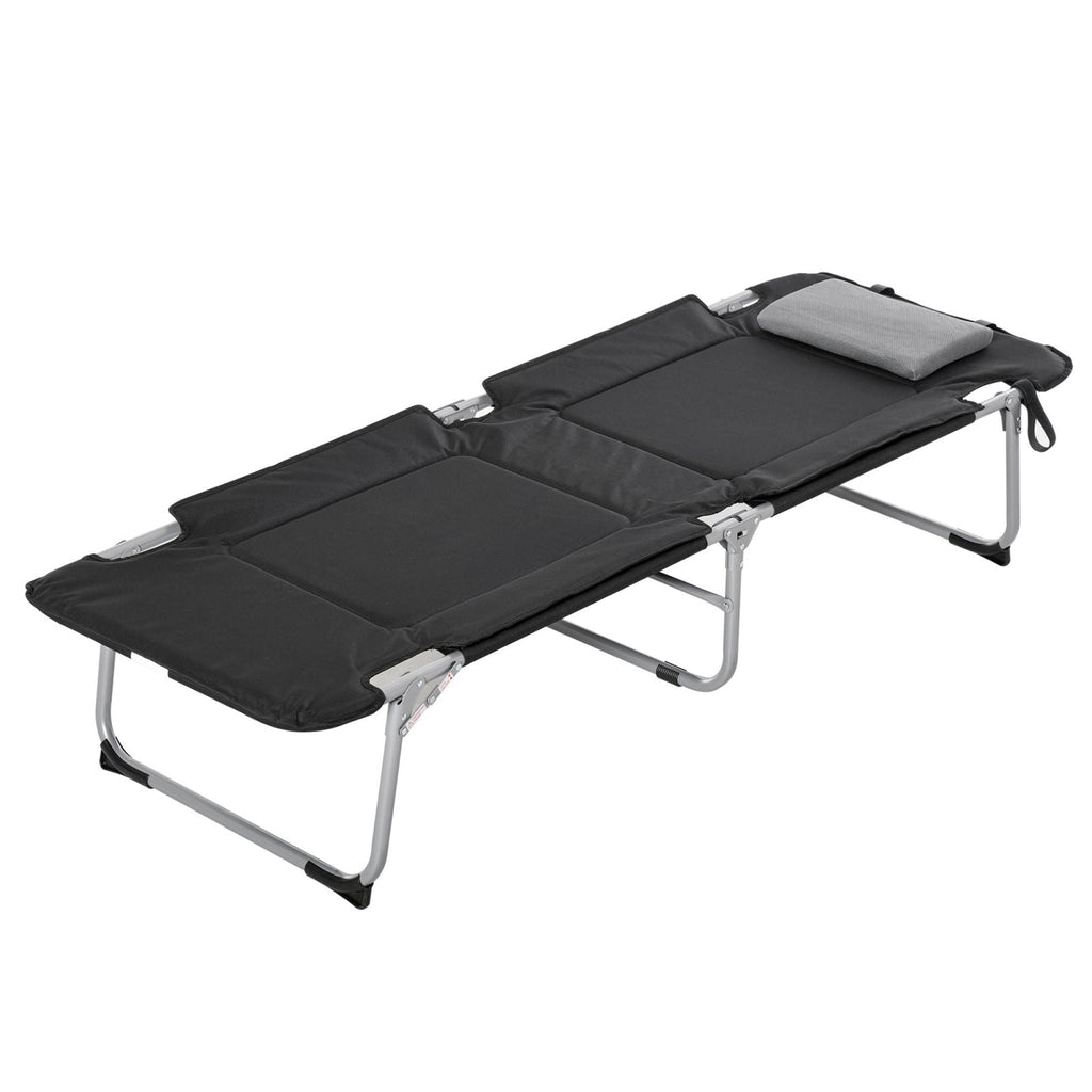 Easycomfort Letto da Campeggio, Brandina Pieghevole e Imbottita with Cuscino, black 183 x 66 x 33cm