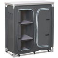 Easycomfort Cucina da Campeggio Doppio Armadietto, 3 Mensole e Sacca di Trasporto, Telaio Alluminio 96Lx49.5Px104cm Grigio