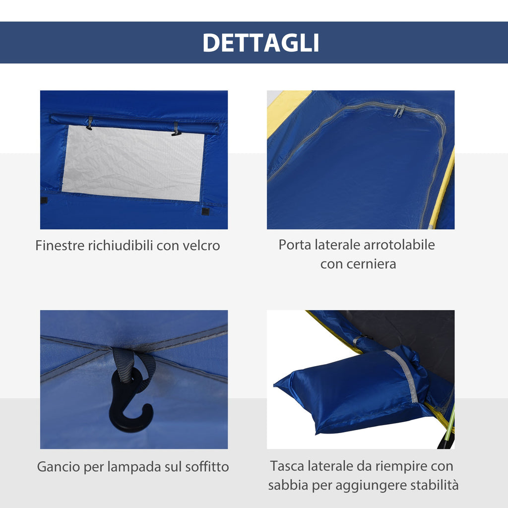 Easycomfort Tenda da Spiaggia Pop Up with 2 Finestre Traforate e Porta Richiudibile, 220x173x120cm Blue e Giallo