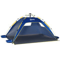 Easycomfort Tenda da Spiaggia Pop Up with 2 Finestre Traforate e Porta Richiudibile, 220x173x120cm Blue e Giallo