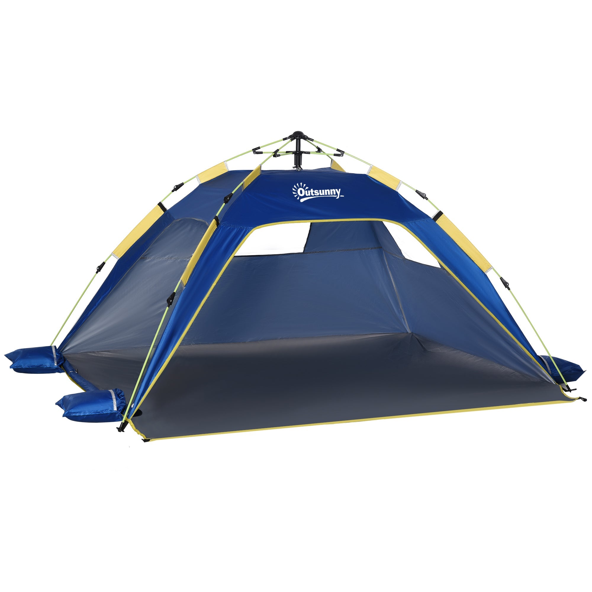 Easycomfort Tenda da Spiaggia Pop Up with 2 Finestre Traforate e Porta Richiudibile, 220x173x120cm Blue e Giallo