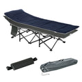 EASYCOMFORT Folding Camping Cot for Adults with Cushion and Transport Bag, 188x64.5x53cm - Blue