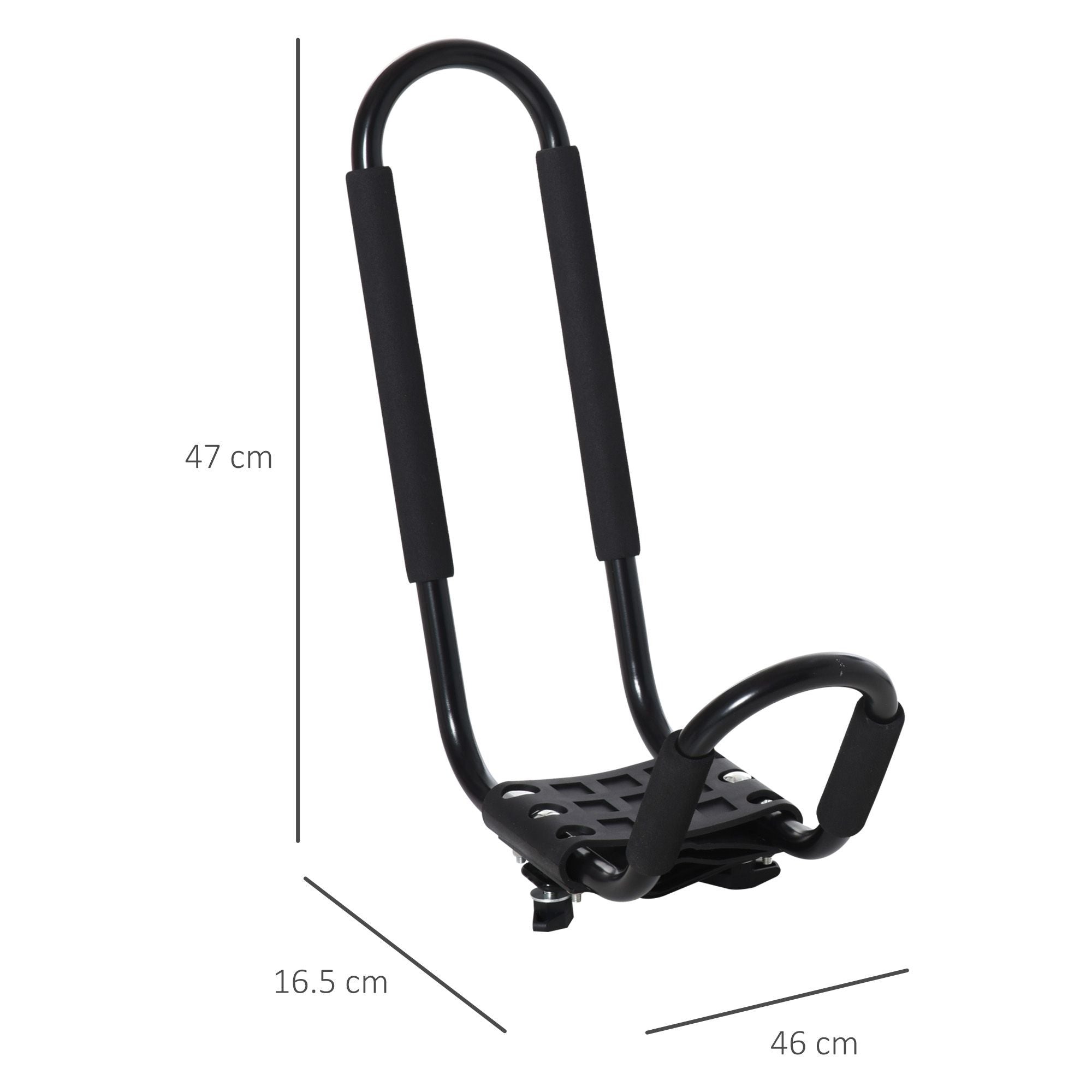 EASYCOMFORT Set of 2 Kayak Carrier Brackets with Universal Attachment for Roof Rack Suitable for Canoes and Paddleboards, Black, 46x16.5x47cm