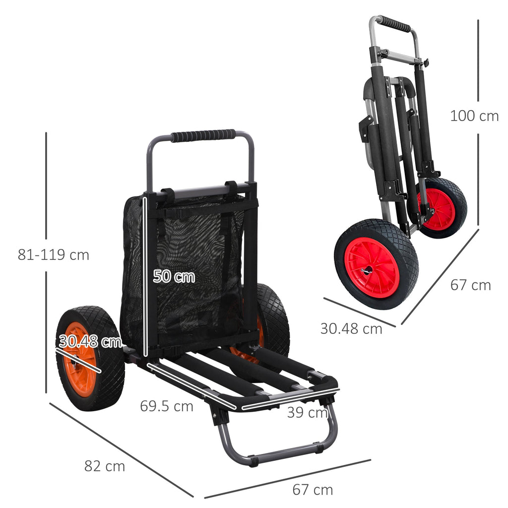 Easycomfort Carrello da Spiaggia Pieghevole with Tasca in Rete, Manico Telescopico e Cavalletto, 82x67x81 cm