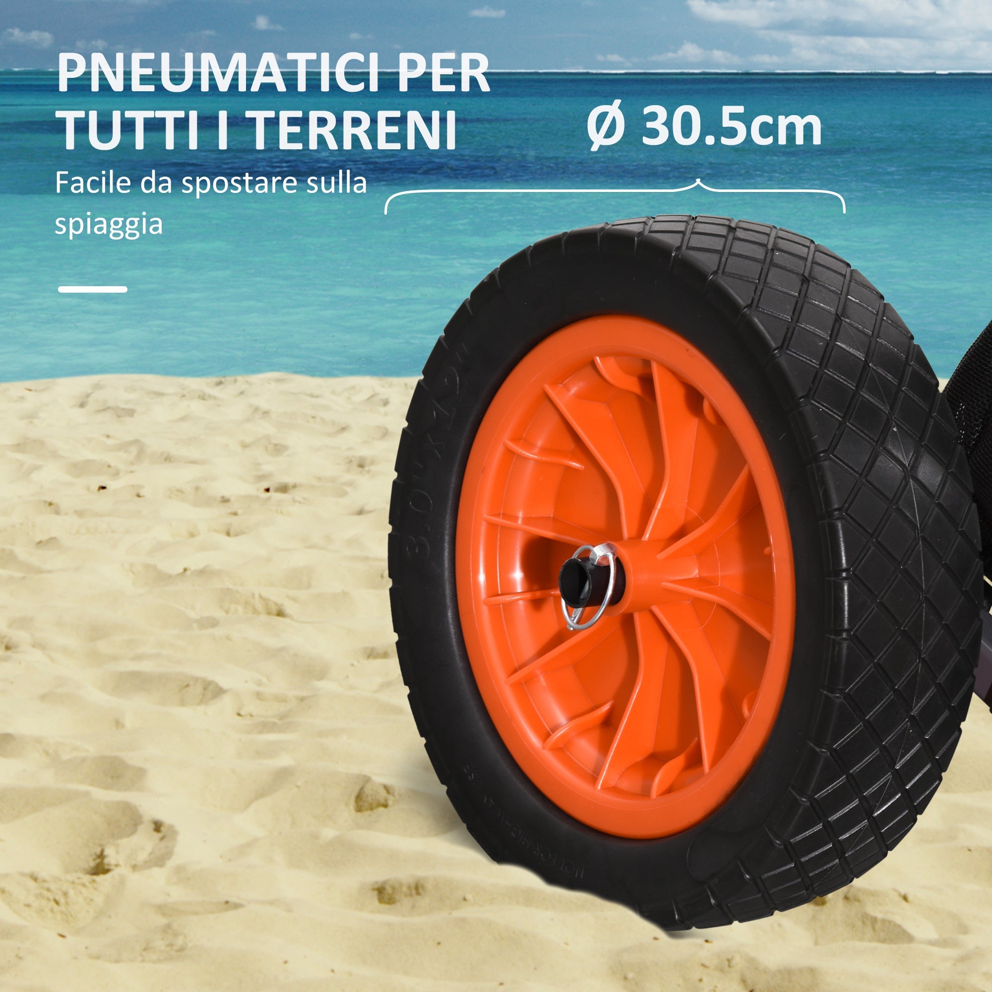 Easycomfort Carrello da Spiaggia Pieghevole with Tasca in Rete, Manico Telescopico e Cavalletto, 82x67x81 cm
