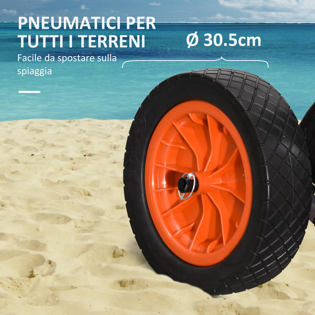 Easycomfort Carrello da Spiaggia Pieghevole with Tasca in Rete, Manico Telescopico e Cavalletto, 82x67x81 cm