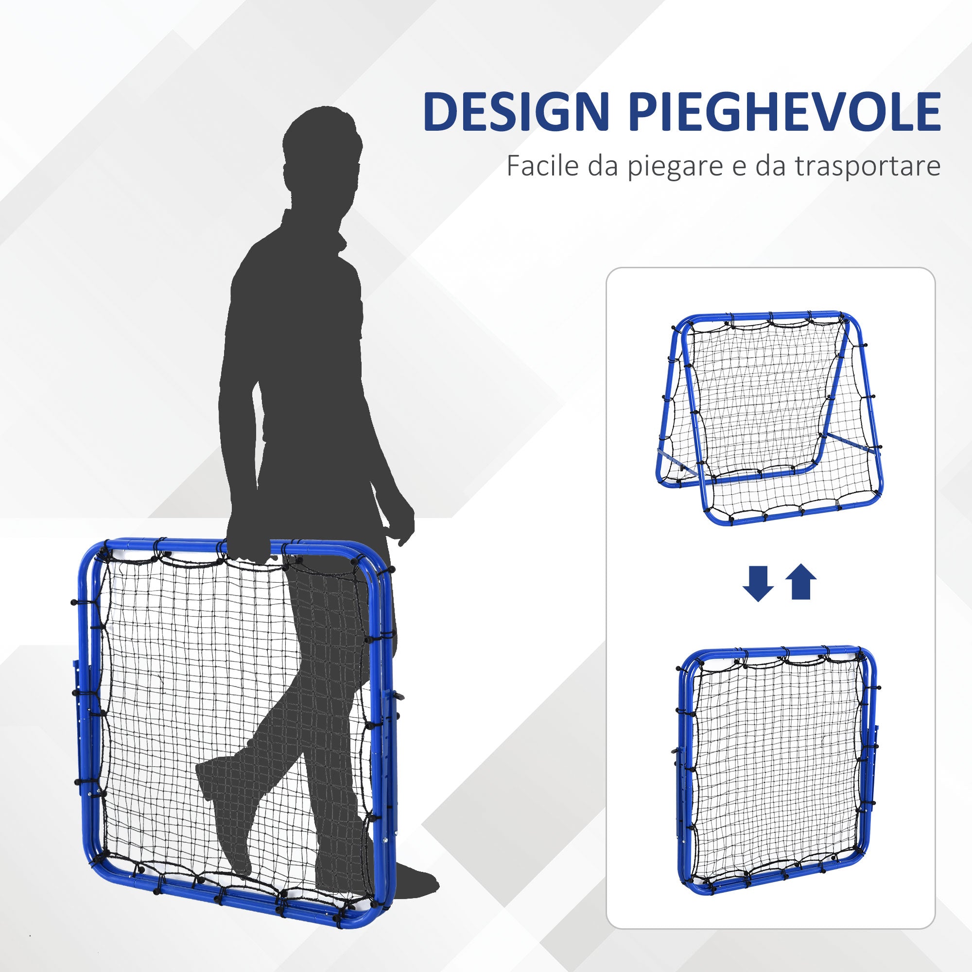 EasyComfort voetbal terugkaatsnet inklapbaar 100x95x90 cm blauw