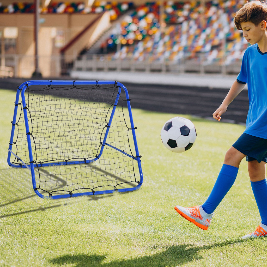 EasyComfort voetbal terugkaatsnet inklapbaar 100x95x90 cm blauw