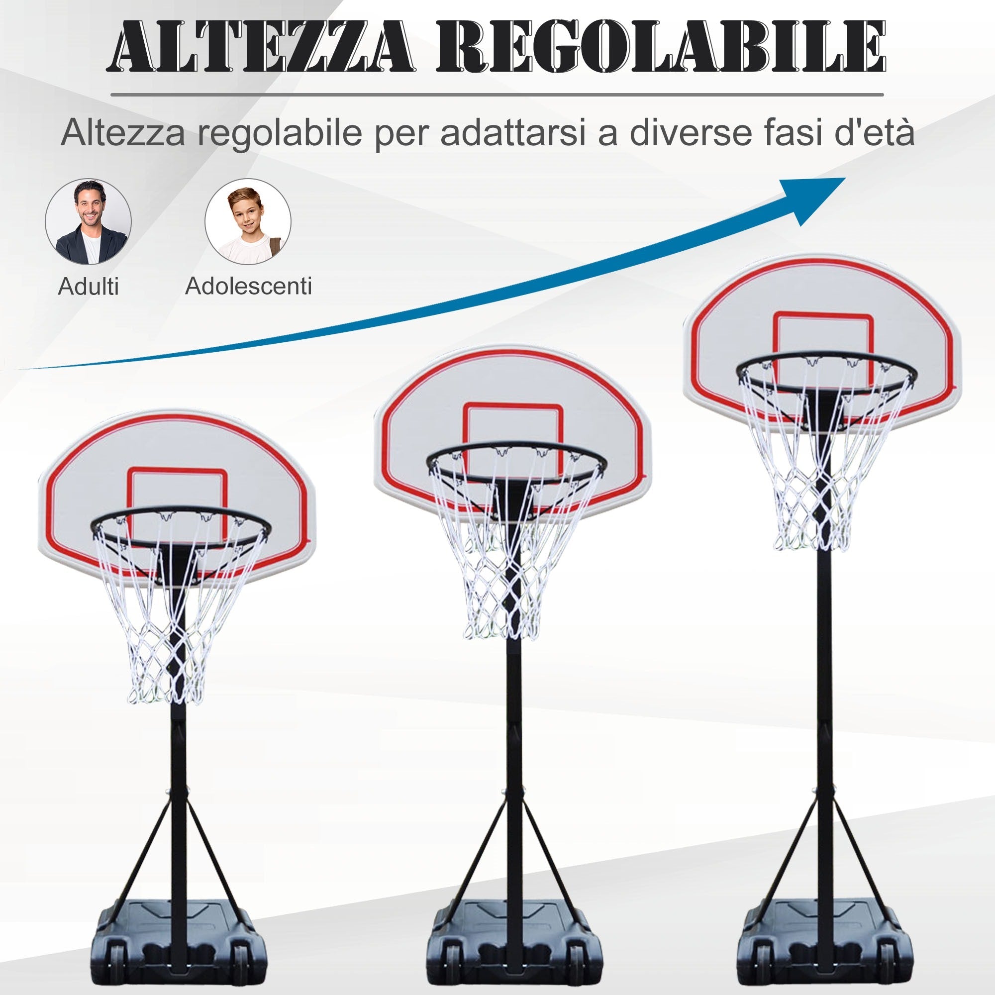 EasyComfort verstelbare basketbalstandaard 73x49x194-249 cm