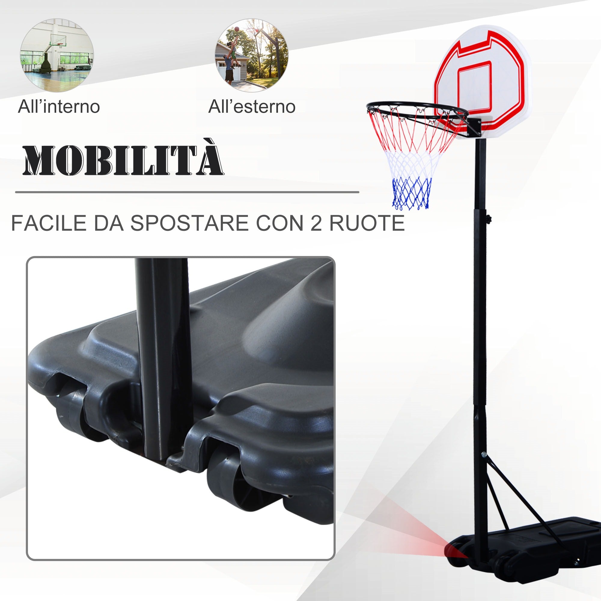 EasyComfort verstelbare basketbalstandaard 73x49x194-249 cm