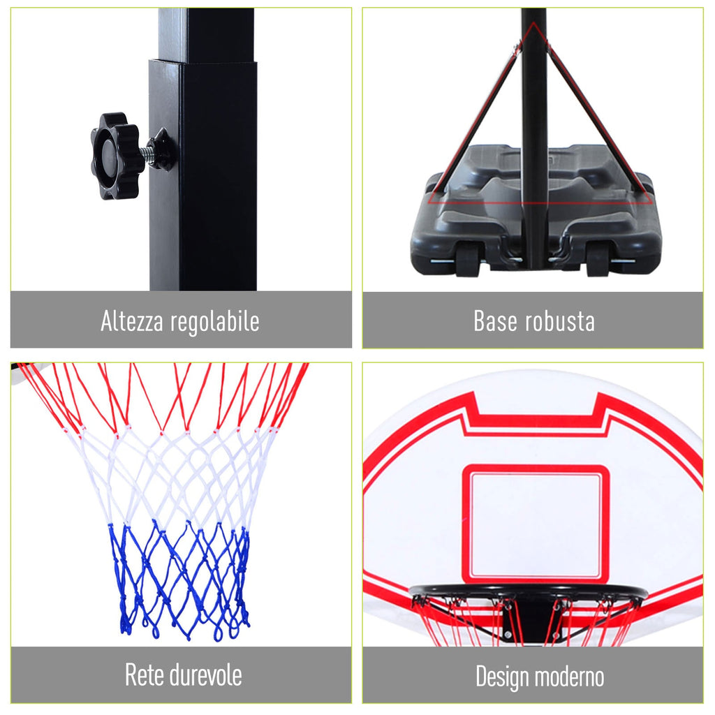 EasyComfort verstelbare basketbalstandaard 73x49x194-249 cm