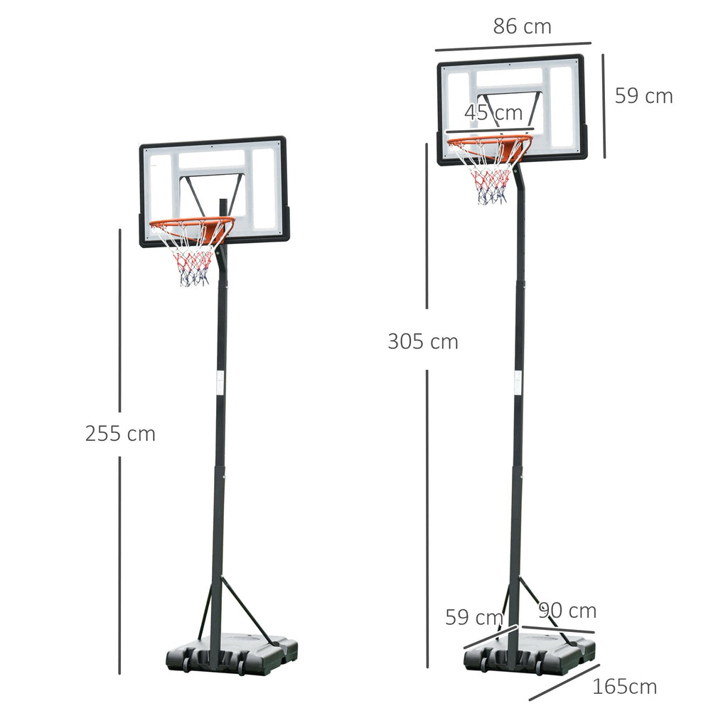 Easycomfort Canestro Basket per Adulti with Altezza Regolabile 302-352cm, Struttura in Acciaio, PE e PVC, black