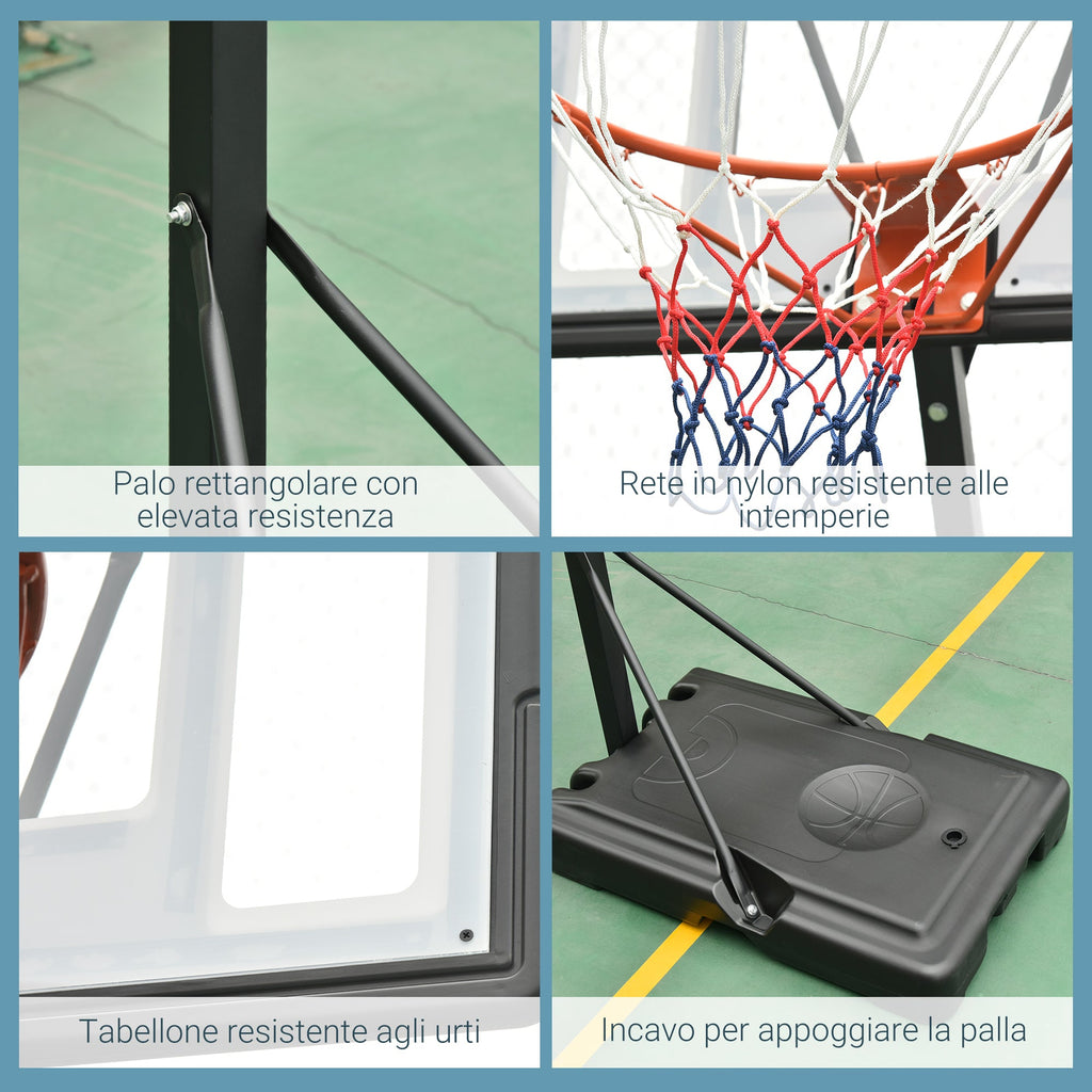 Easycomfort Canestro Basket per Adulti with Altezza Regolabile 302-352cm, Struttura in Acciaio, PE e PVC, black