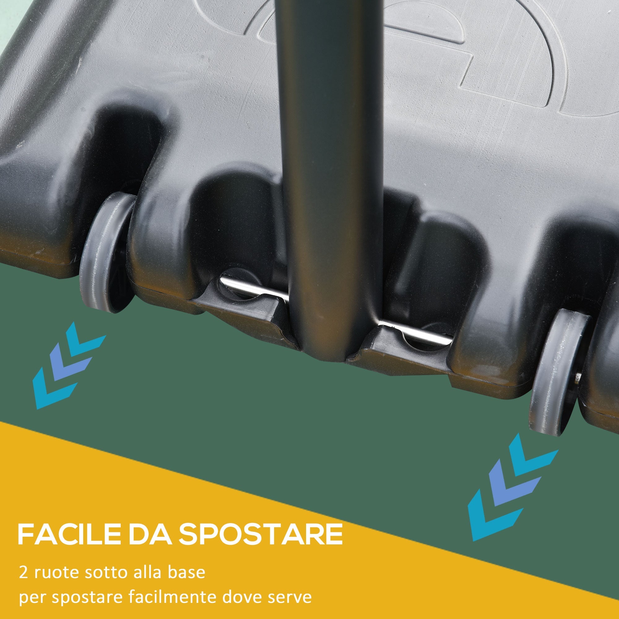 Easycomfort Canestro Basket Altezza Regolabile 160-305cm, Base with Ruote e Struttura in Acciaio, Tabellone in PVC Trasparente