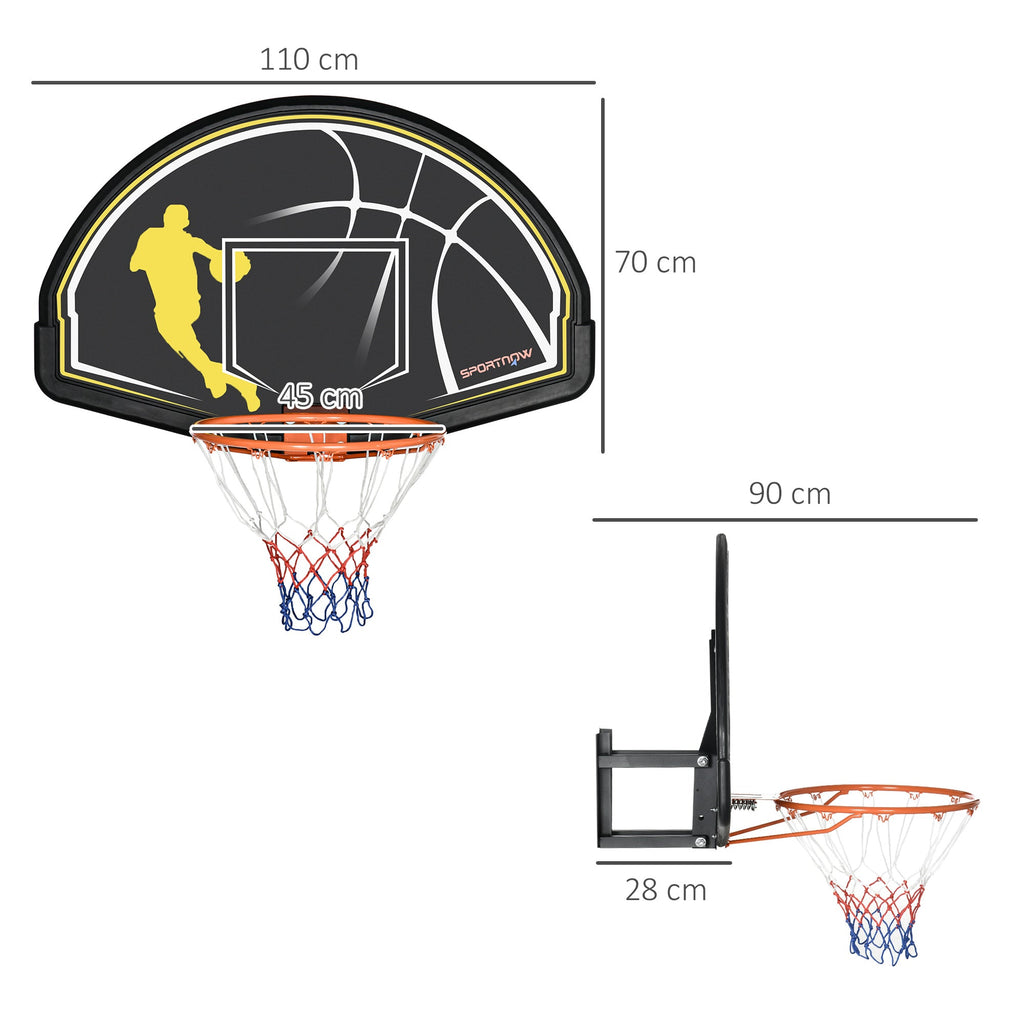 Easycomfort Canestro Basket per Bambini e Adulti da Indoor e Outdoor in Acciaio e PE, 110x90x70 cm, black e Giallo