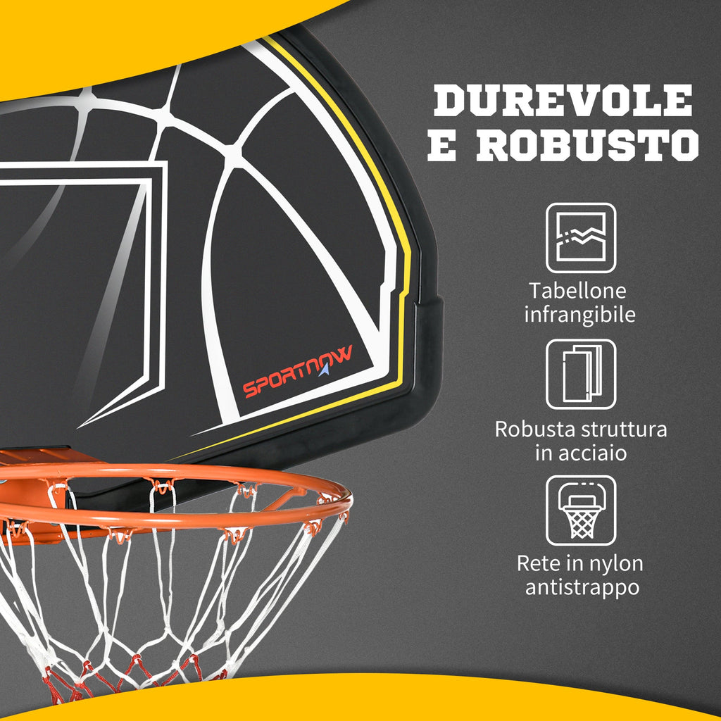 Easycomfort Canestro Basket per Bambini e Adulti da Indoor e Outdoor in Acciaio e PE, 110x90x70 cm, black e Giallo