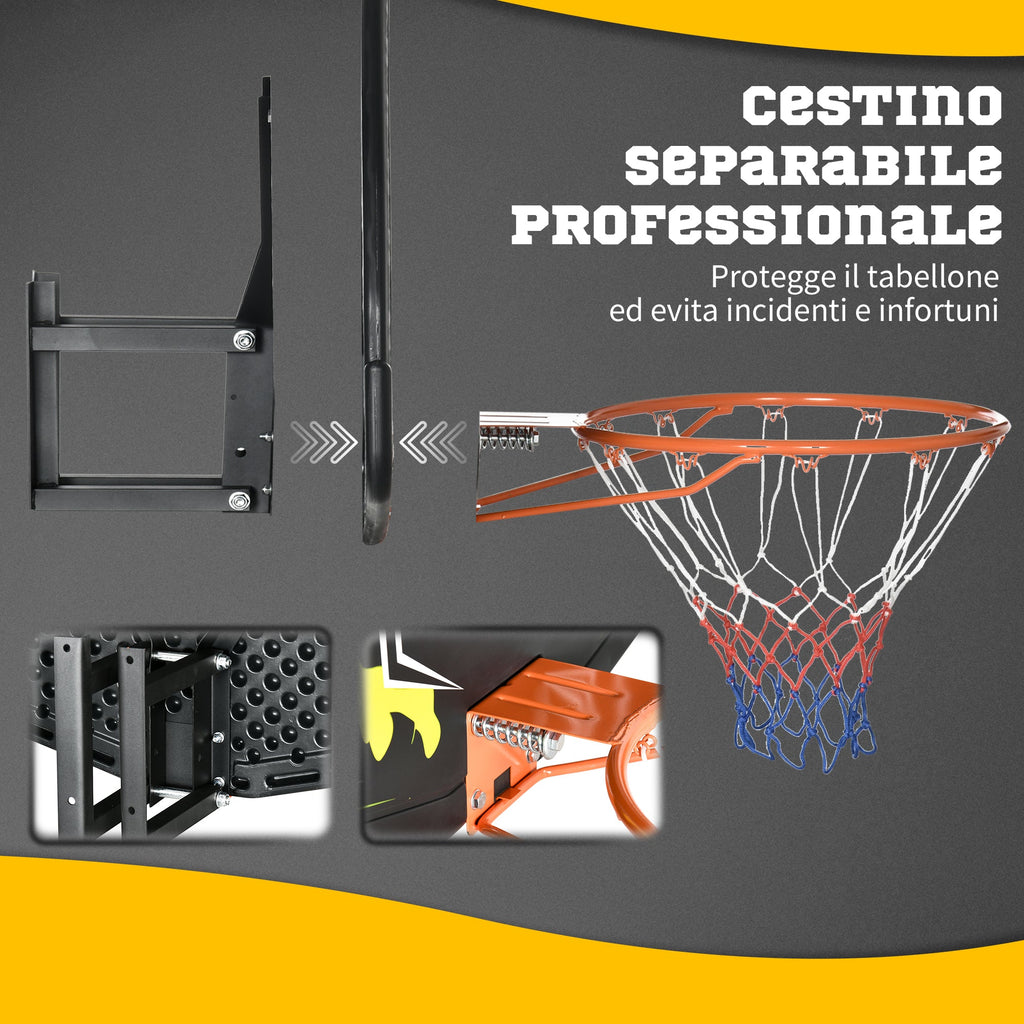 Easycomfort Canestro Basket per Bambini e Adulti da Indoor e Outdoor in Acciaio e PE, 110x90x70 cm, black e Giallo