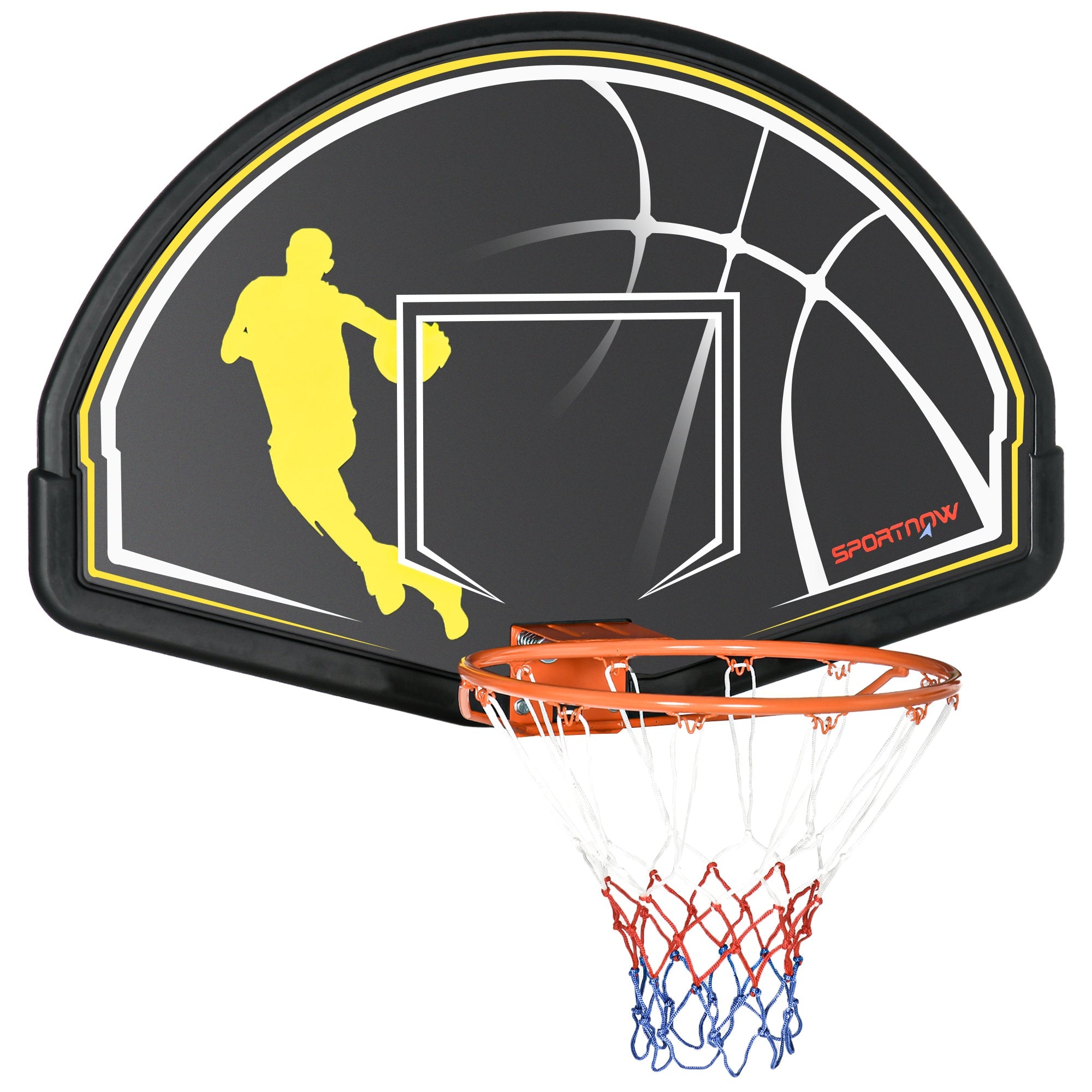 Easycomfort Canestro Basket per Bambini e Adulti da Indoor e Outdoor in Acciaio e PE, 110x90x70 cm, black e Giallo
