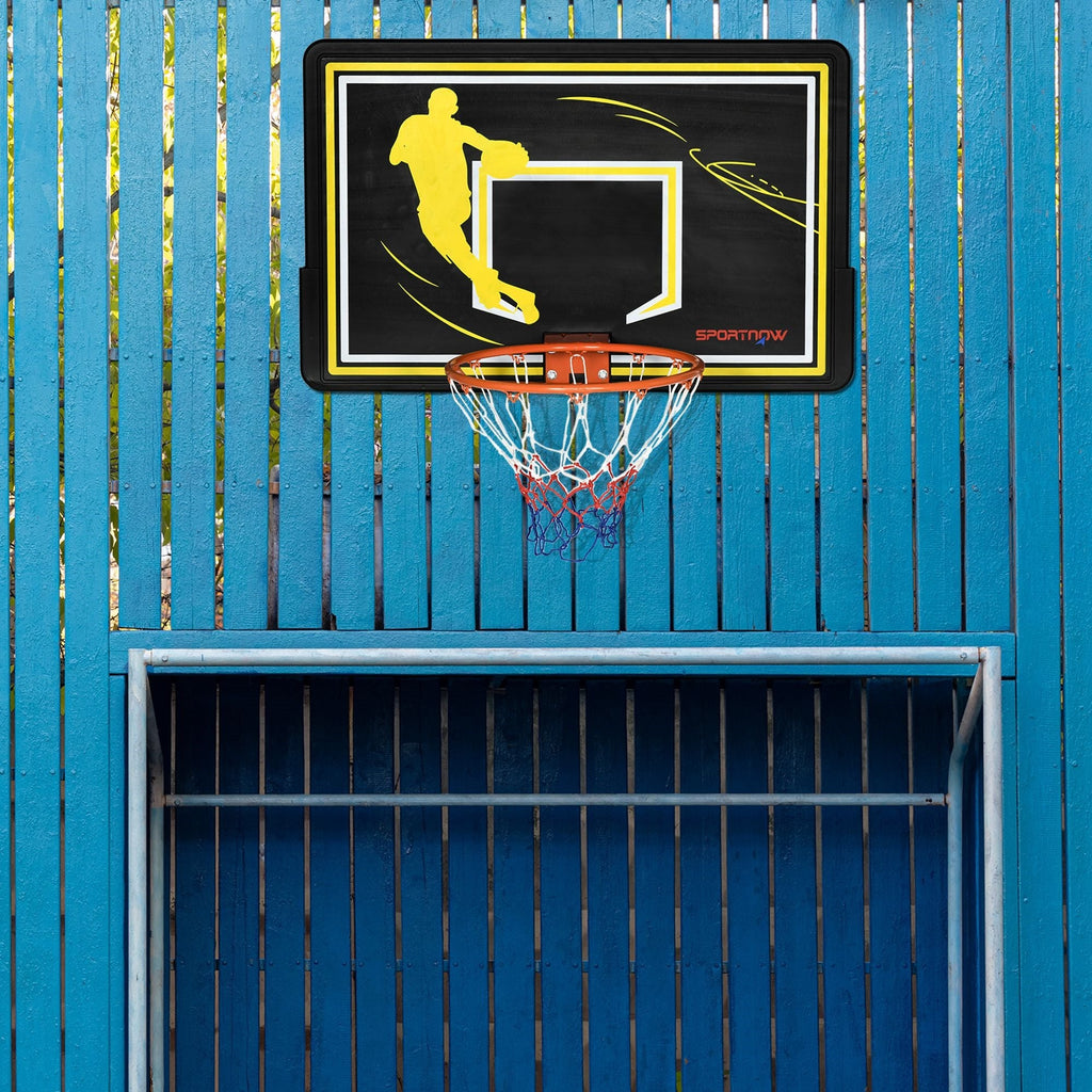 EASYCOMFORT Basketbalring staal/PE 110x90x70 cm zwart/geel
