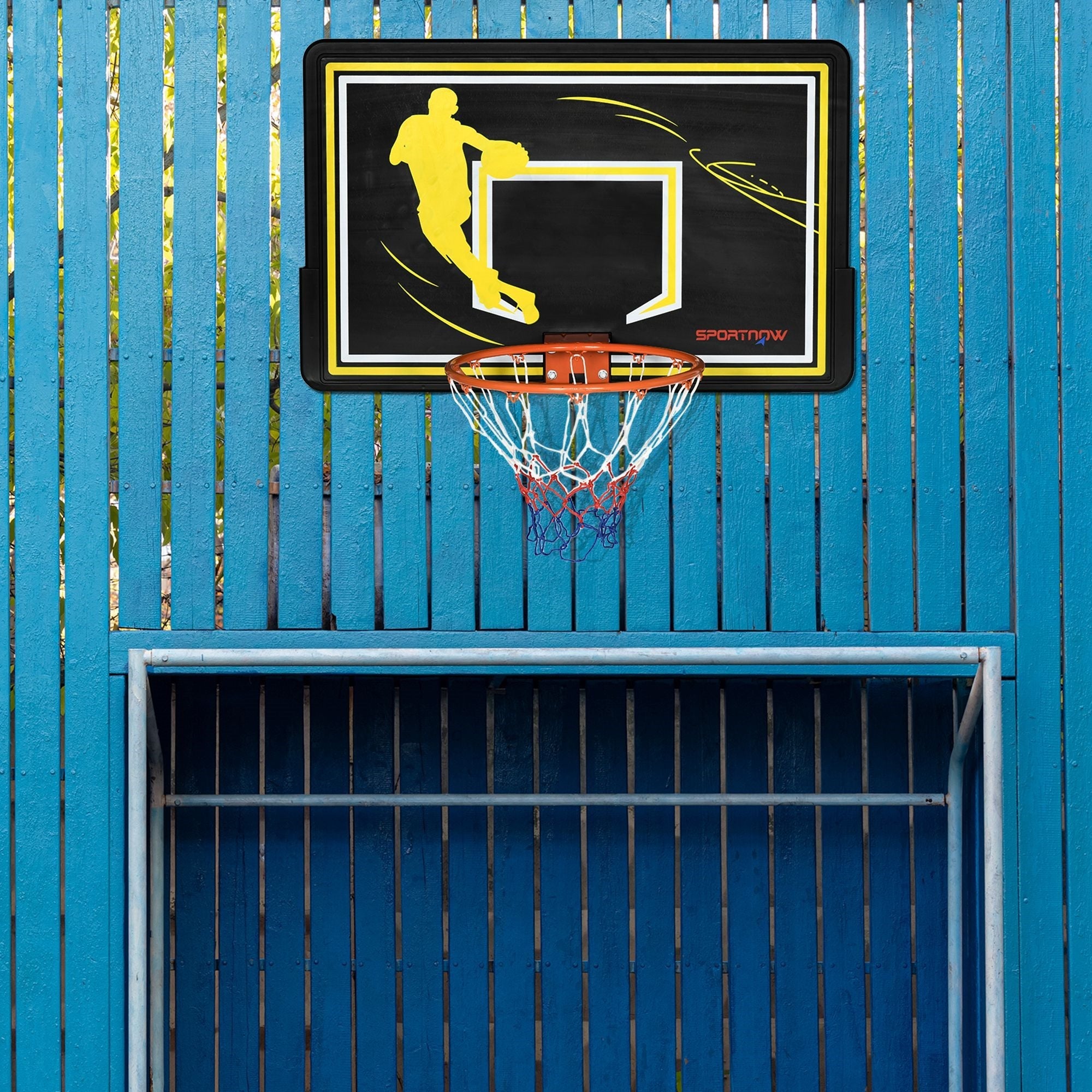 EASYCOMFORT Basketbalring staal/PE 110x90x70 cm zwart/geel