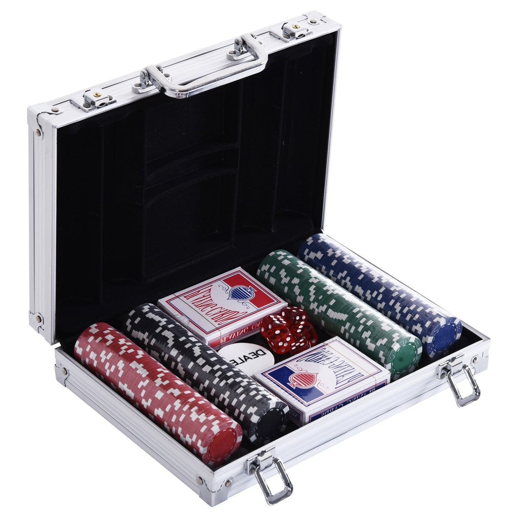 EASYCOMFORT Professional Aluminum Poker Case, Poker Set with 200 Chips and 2 Decks for Texas hold'em and Blackjack