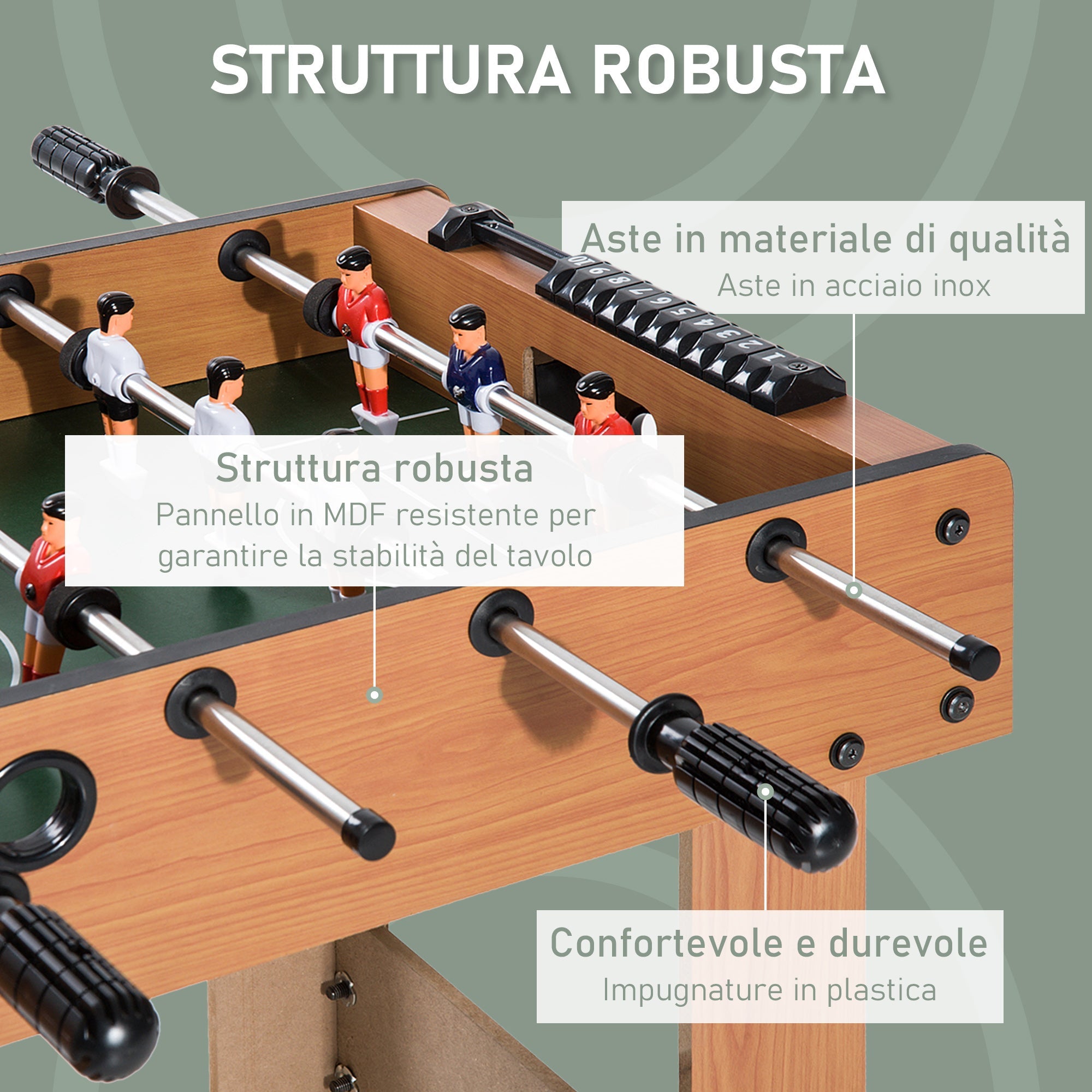 Easycomfort Calcio Balilla Professionale per Bambini e Adulti with Aste in Legno MDF 92x46x78cm