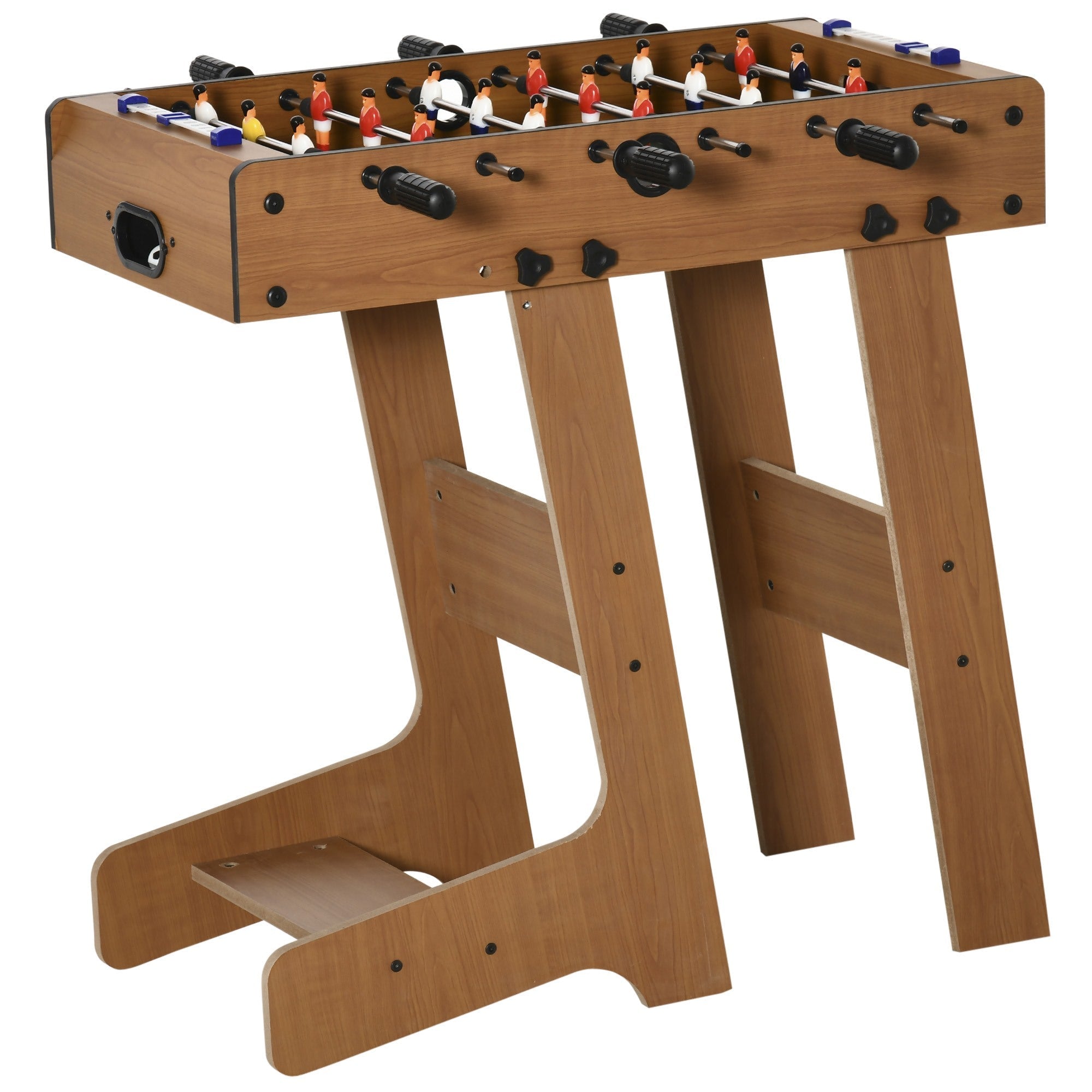 EASYCOMFORT Folding Wooden Table Football with 6 Rods, 18 Players and Scoreboard, 69x37x70cm
