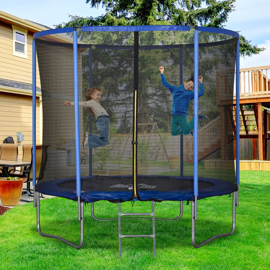 Easycomfort Tappeto Elastico per Bambini e Adulti with Rete e Bordo Imbottito, Giochi da Giardino e Casa ?244x240cm Blu e black