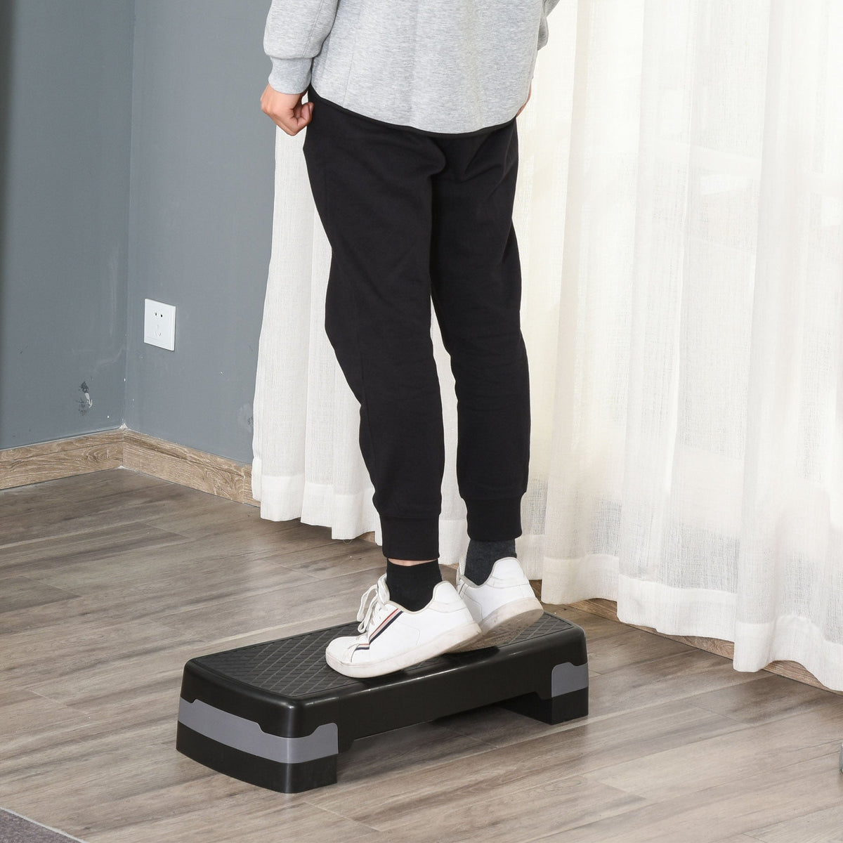 EasyComfort stepbank verstelbaar 10/15 cm – 68x29 cm, zwart/grijs