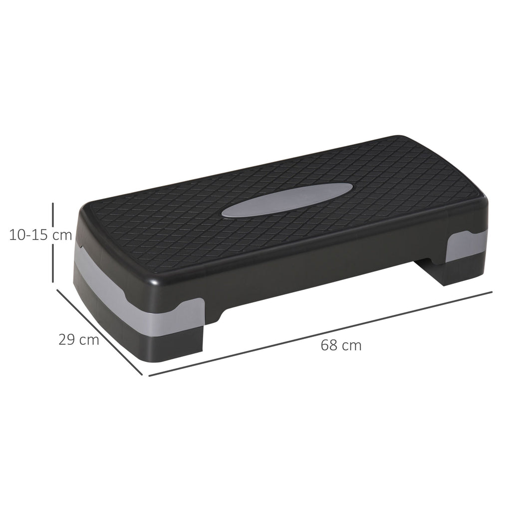 EasyComfort stepbank verstelbaar 10/15 cm – 68x29 cm, zwart/grijs