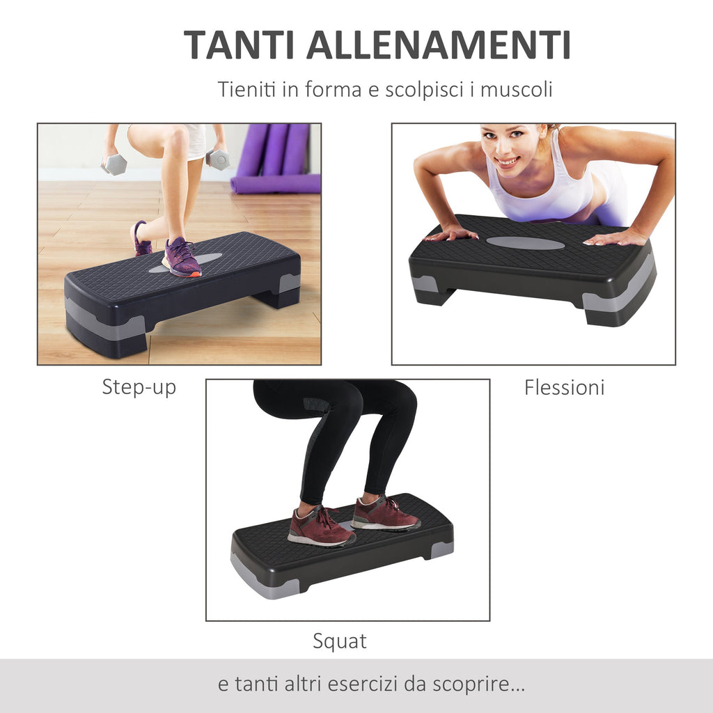 EasyComfort stepbank verstelbaar 10/15 cm – 68x29 cm, zwart/grijs