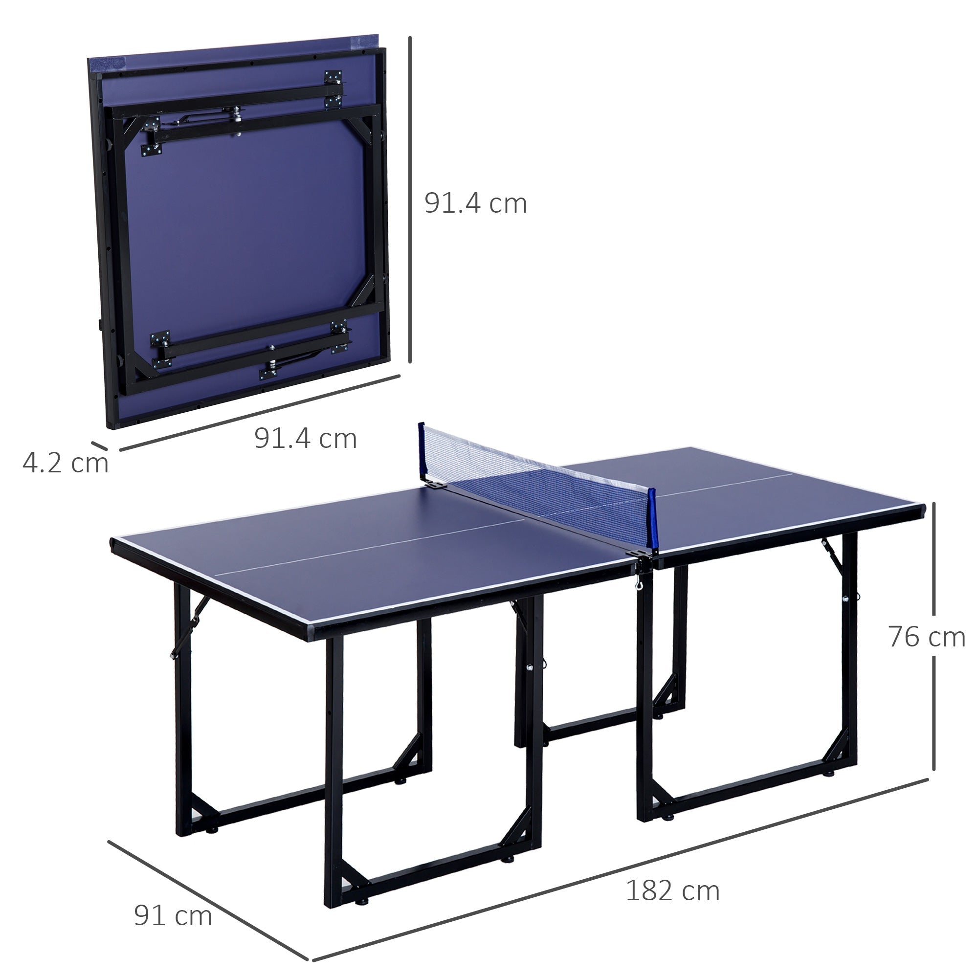 Easycomfort Tavolo da Ping Pong Pieghevole e Salvaspazio with Rete da Gioco per Interno, in Acciaio e MDF, 182x91x76cm, Blu