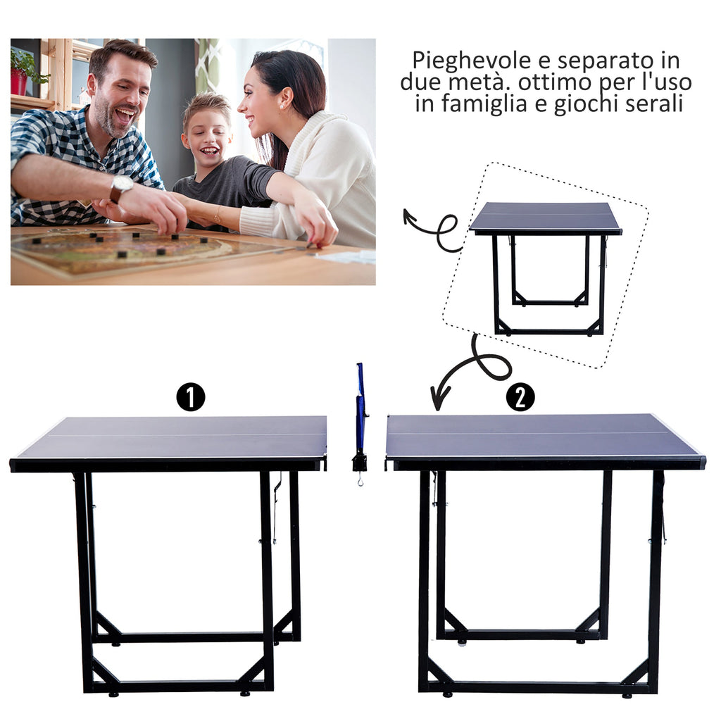 Easycomfort Tavolo da Ping Pong Pieghevole e Salvaspazio with Rete da Gioco per Interno, in Acciaio e MDF, 182x91x76cm, Blu