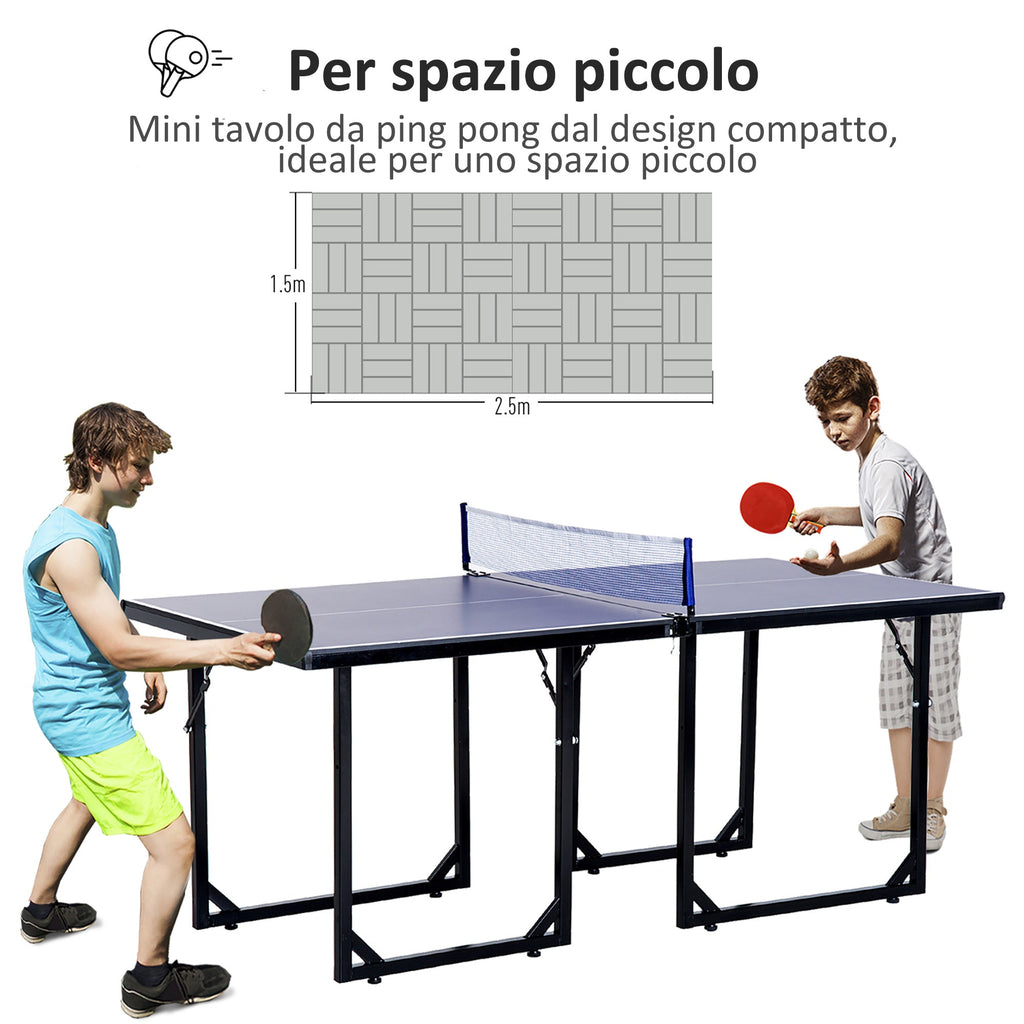 Easycomfort Tavolo da Ping Pong Pieghevole e Salvaspazio with Rete da Gioco per Interno, in Acciaio e MDF, 182x91x76cm, Blu