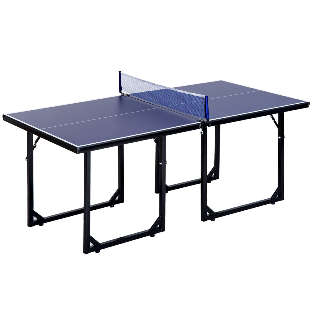 Easycomfort Tavolo da Ping Pong Pieghevole e Salvaspazio with Rete da Gioco per Interno, in Acciaio e MDF, 182x91x76cm, Blu