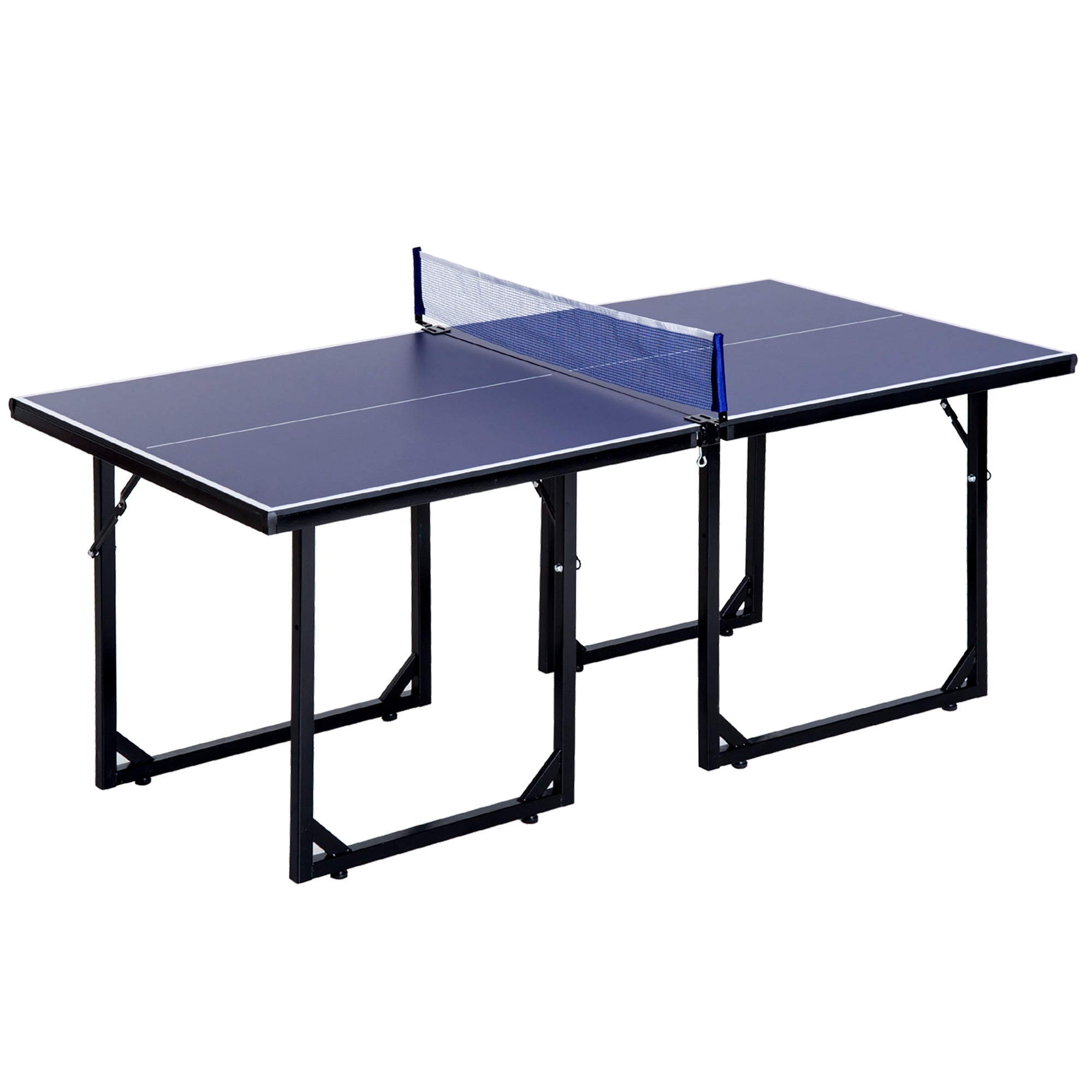 Easycomfort Tavolo da Ping Pong Pieghevole e Salvaspazio with Rete da Gioco per Interno, in Acciaio e MDF, 182x91x76cm, Blu