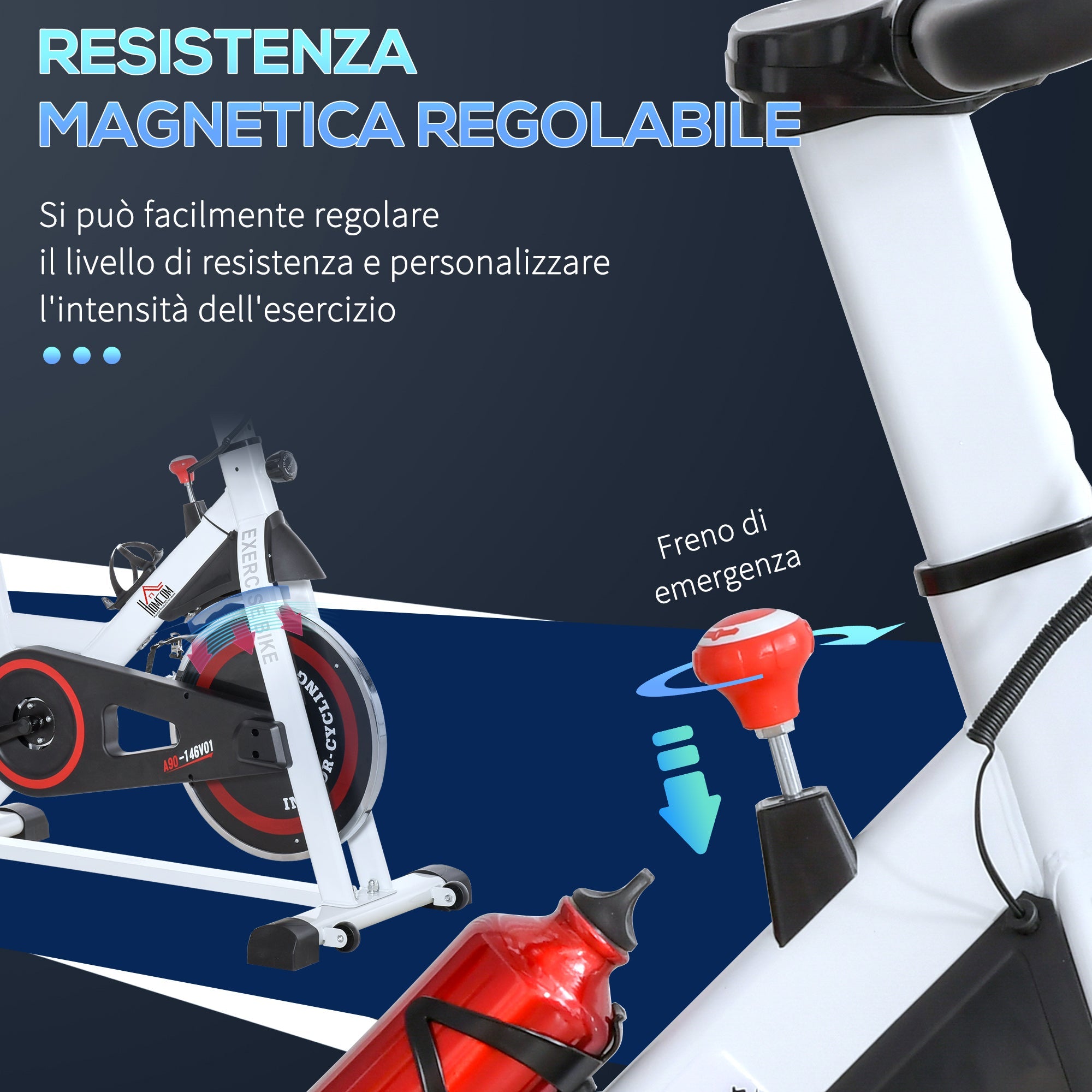 Easycomfort Cyclette Professionale, Bici da Spinning,Cyclette da Camera Regolabile with Schermo LCD e Portabicchieri, Volano 8kg, white