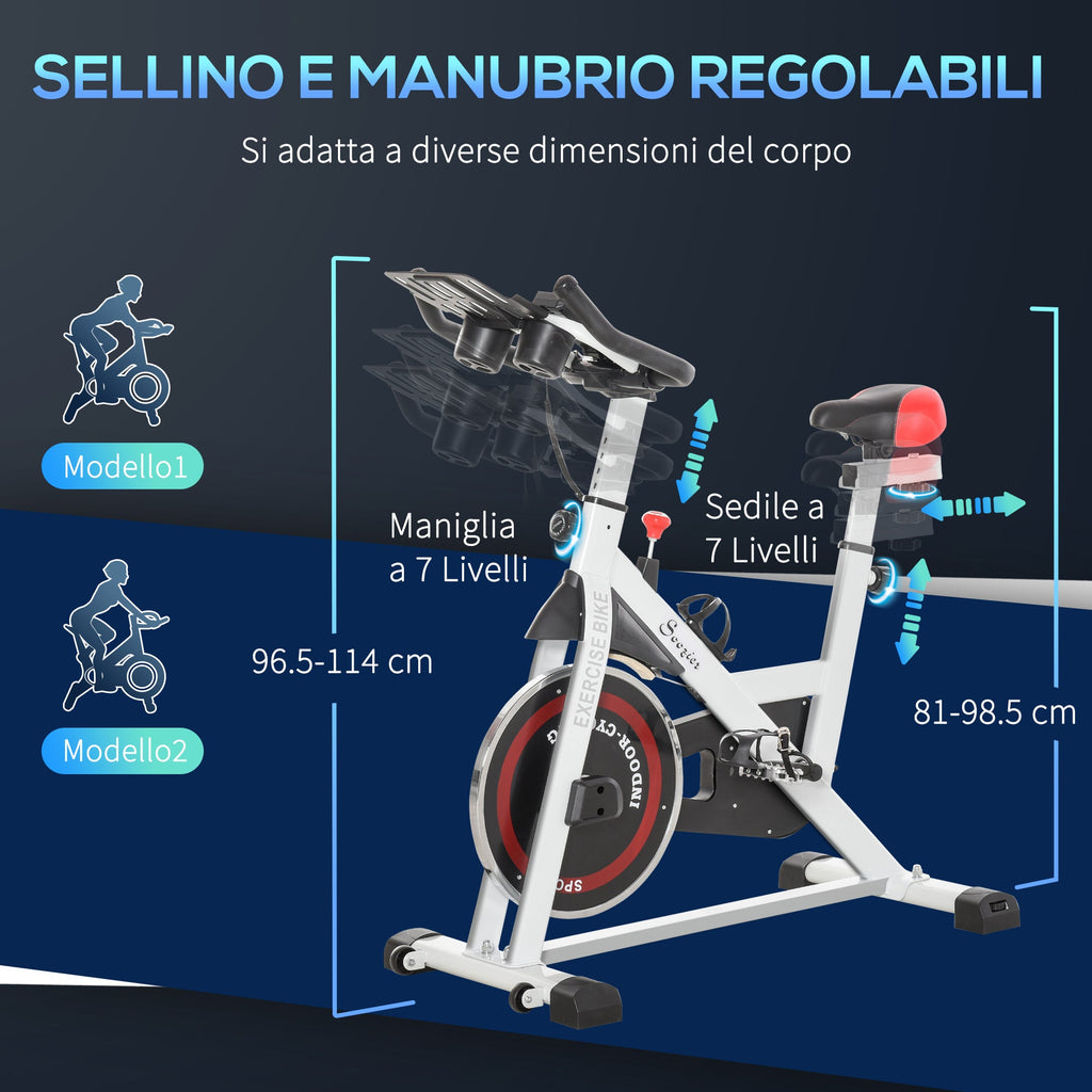 Easycomfort Cyclette Professionale, Bici da Spinning,Cyclette da Camera Regolabile with Schermo LCD e Portabicchieri, Volano 8kg, white