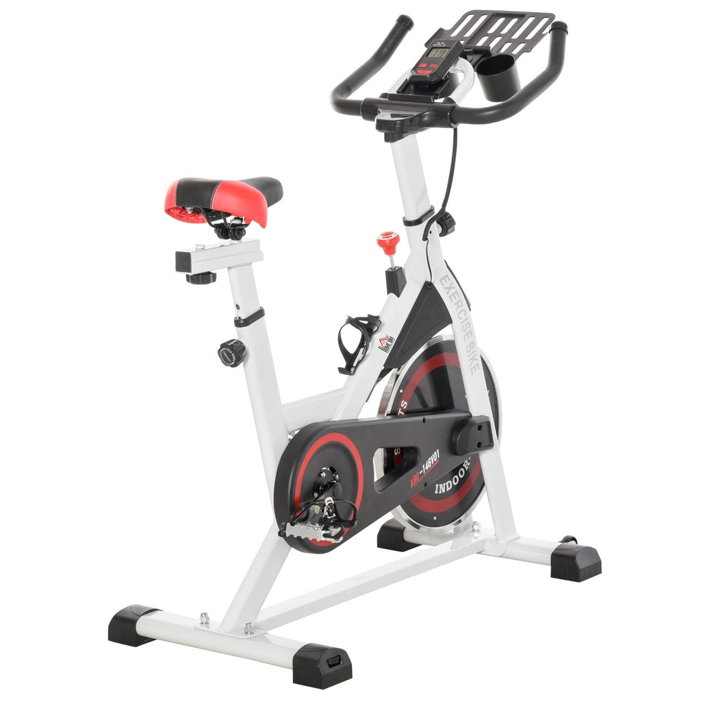 Easycomfort Cyclette Professionale, Bici da Spinning,Cyclette da Camera Regolabile with Schermo LCD e Portabicchieri, Volano 8kg, white