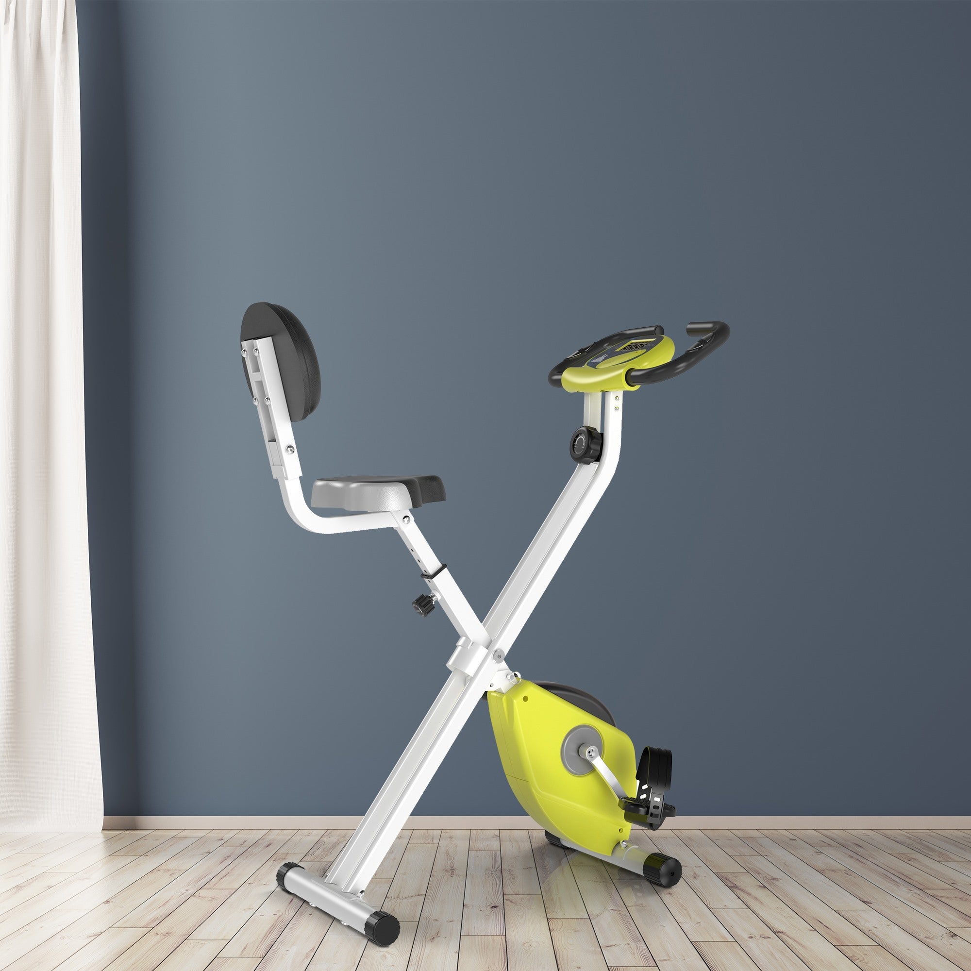 Easycomfort Cyclette Pieghevole da Fitness in Acciaio with Altezza Regolabile, Bici da spinning Resistenza Magnetica a 8 Livelli, Schermo LCD, Gialla, 43x97x109cm