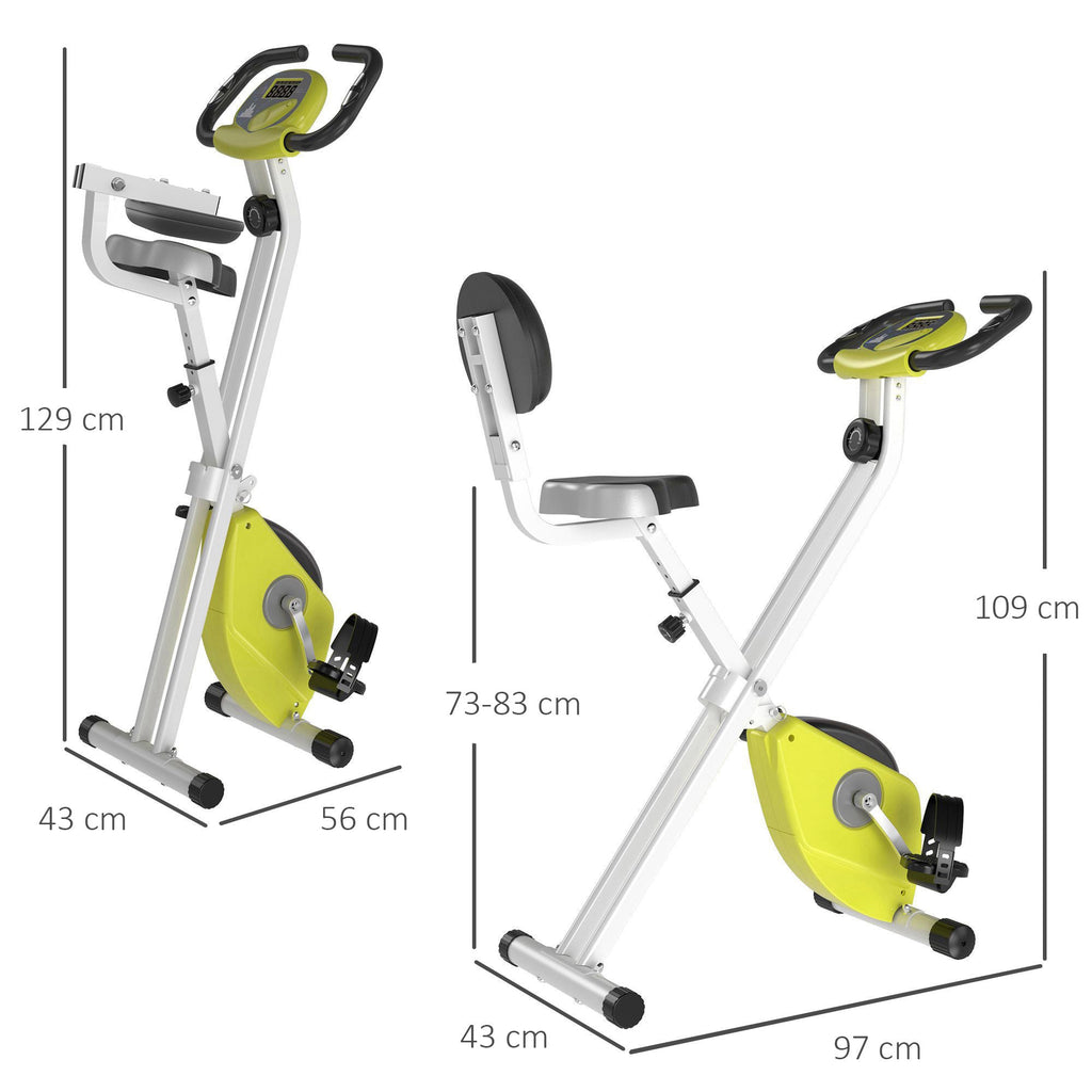 Easycomfort Cyclette Pieghevole da Fitness in Acciaio with Altezza Regolabile, Bici da spinning Resistenza Magnetica a 8 Livelli, Schermo LCD, Gialla, 43x97x109cm