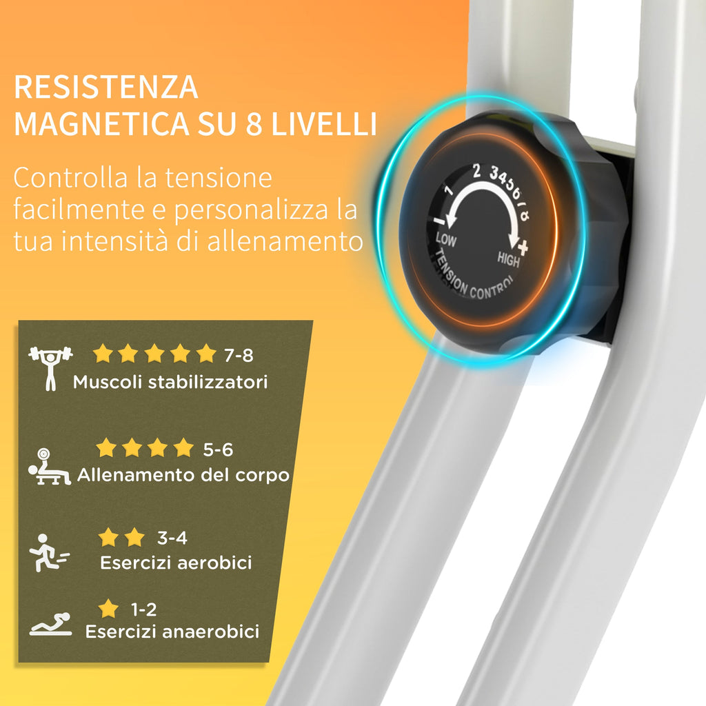Easycomfort Cyclette Pieghevole da Fitness in Acciaio with Altezza Regolabile, Bici da spinning Resistenza Magnetica a 8 Livelli, Schermo LCD, Gialla, 43x97x109cm