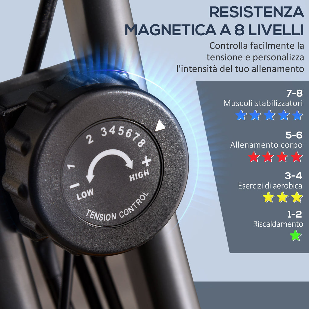 EasyComfort Cyclette Pieghevole 2 in 1, Resistenza Magnetica Regolabile 8 Livelli, Bici da Fitness with Sensore di Frequenza Cardiaca, Elastici per Braccia, Schermo LCD, Verde