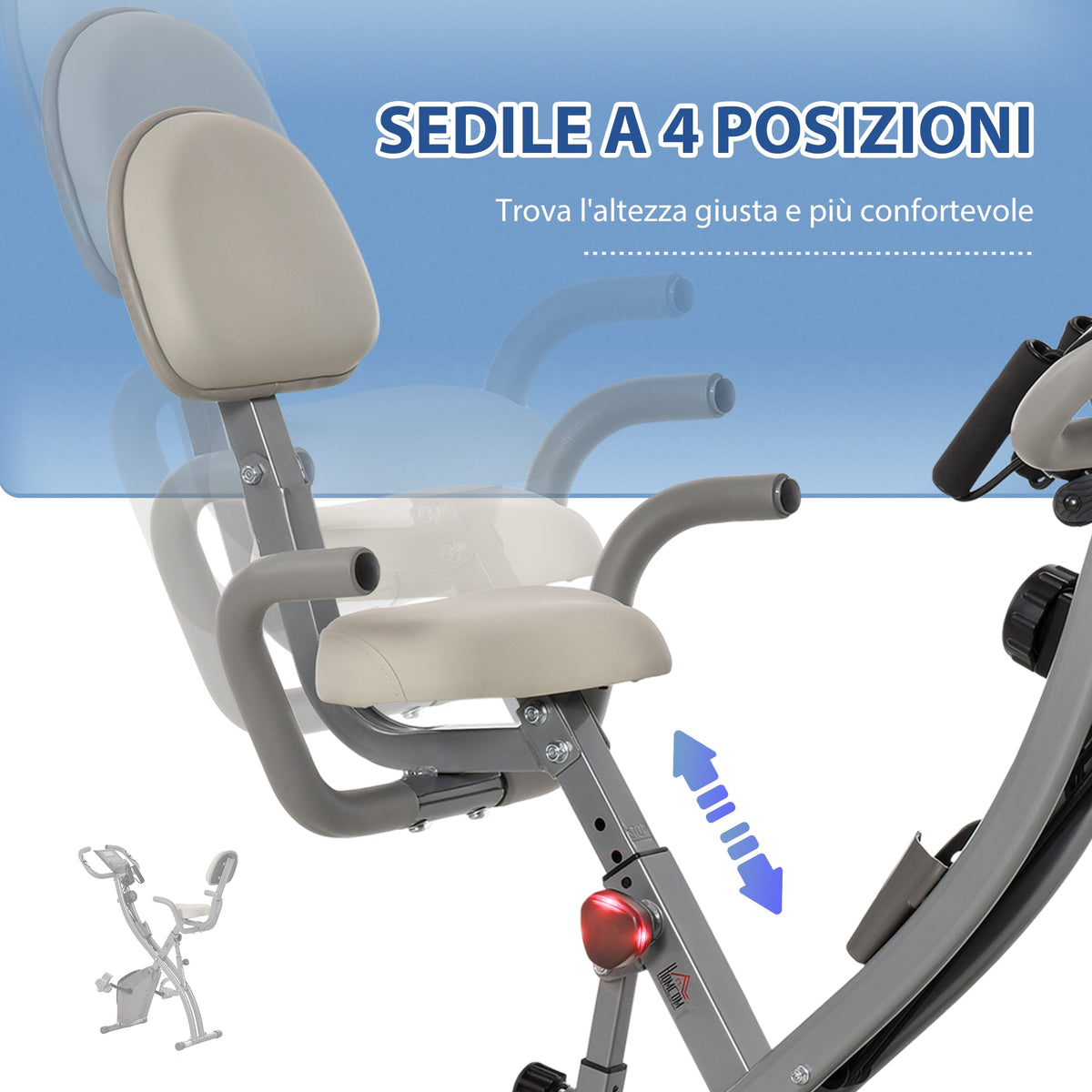EasyComfort opvouwbare hometrainer 2-in-1 met 8 weerstandsniveaus, grijs