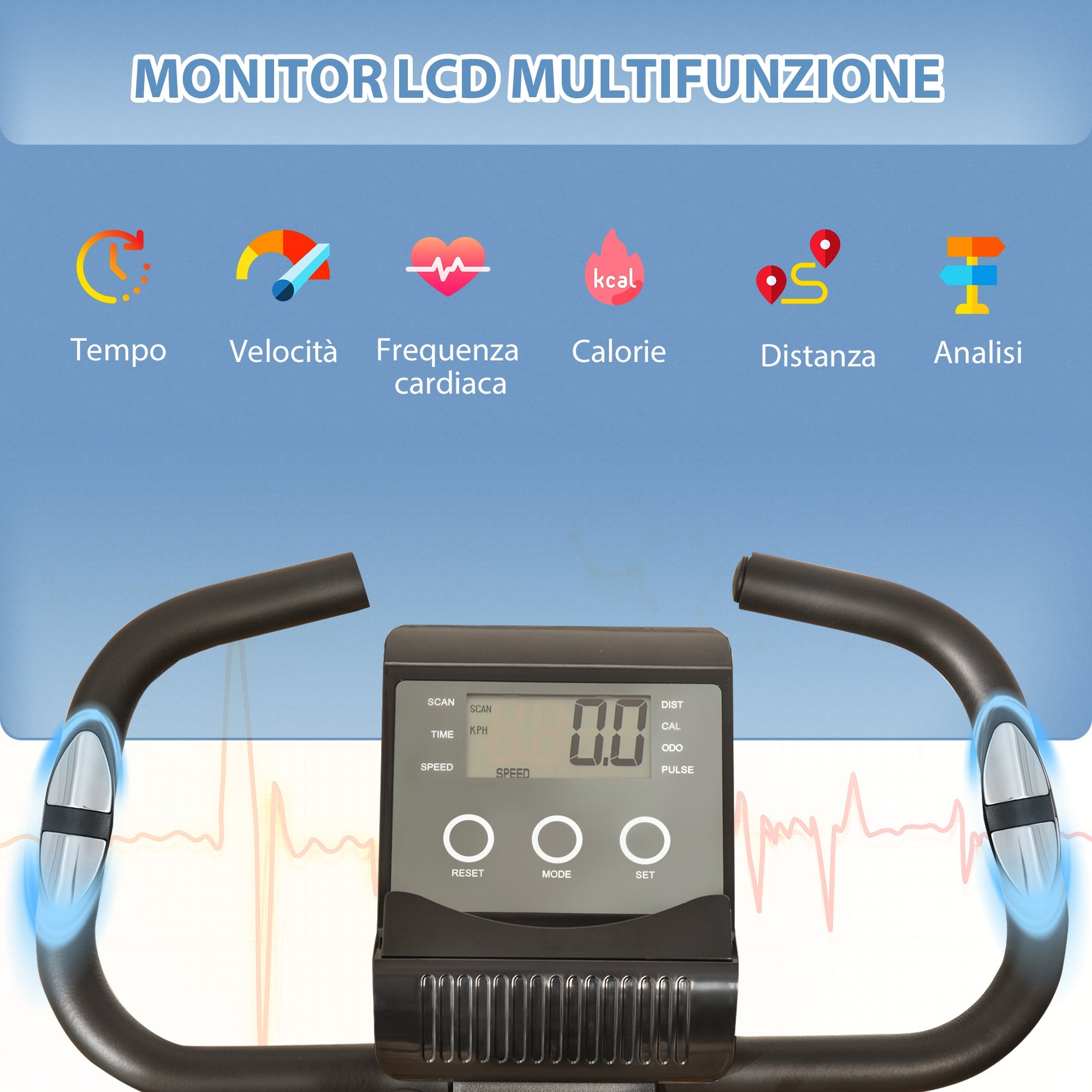 Easycomfort 2-in-1 opvouwbare hometrainer, 8 niveaus, vliegwiel 2.5 kg, zwart